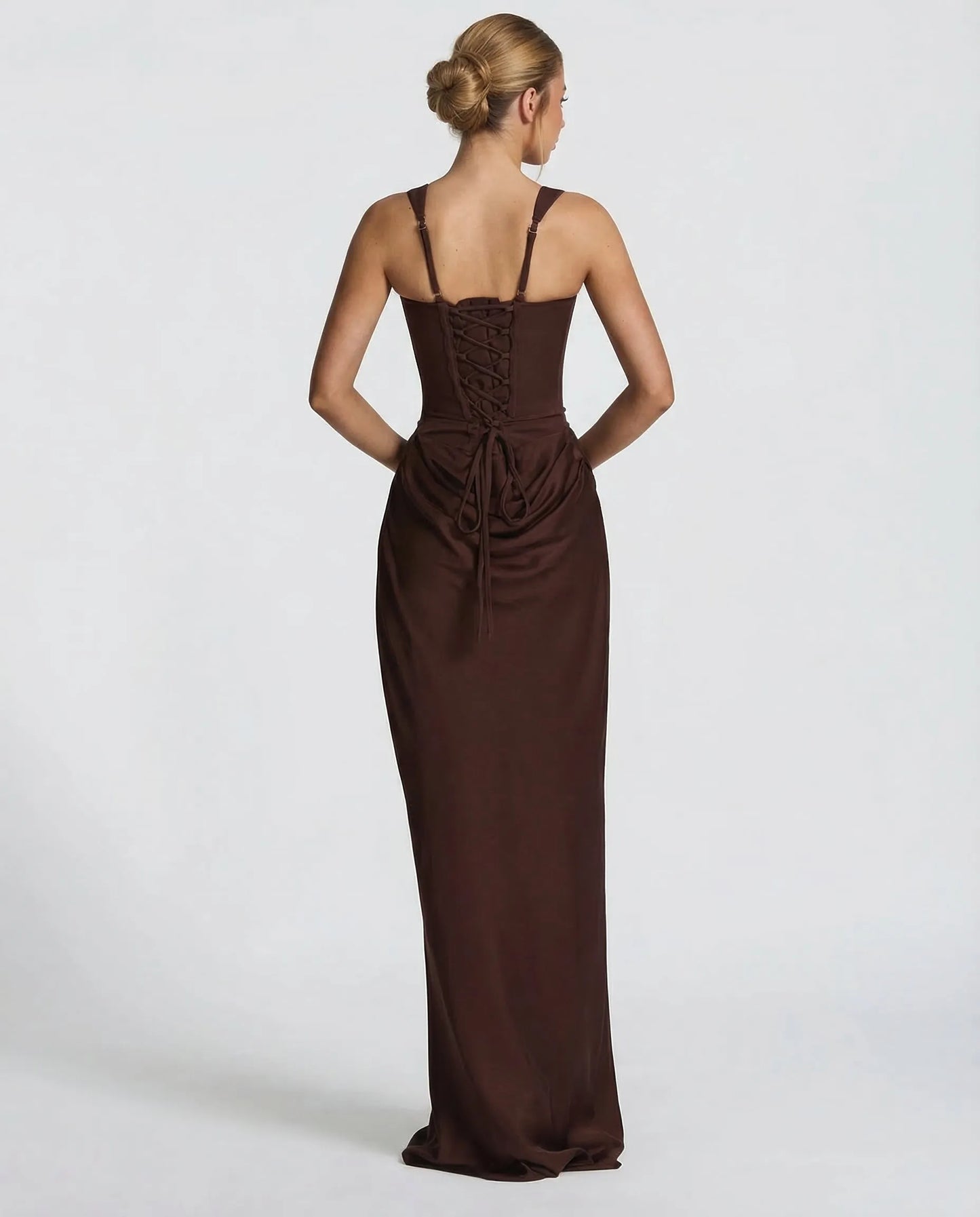 Vestido de Invitada de Boda Largo Elegante Ajustado con Corset