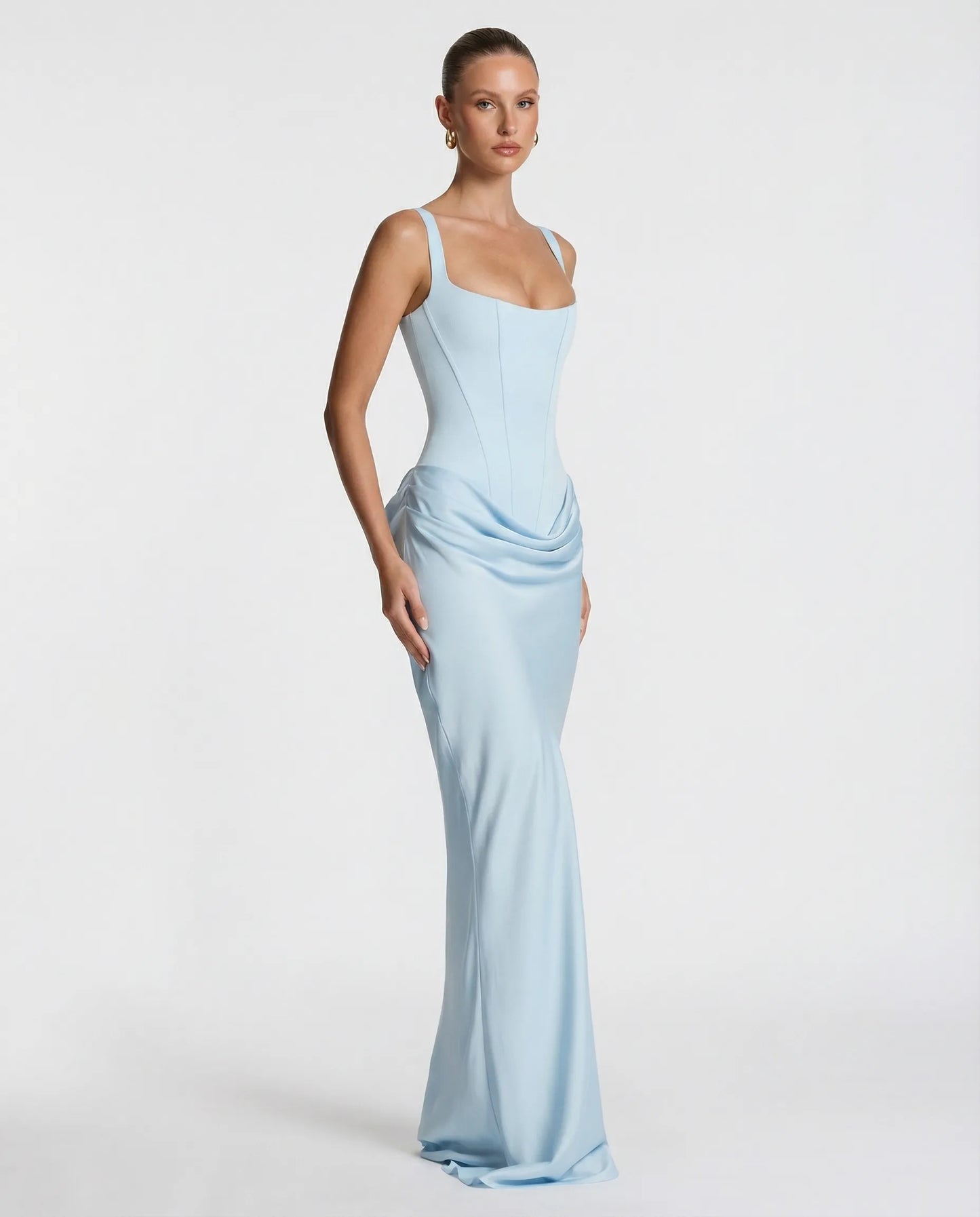 Vestido de Invitada de Boda Largo Elegante Ajustado con Corset