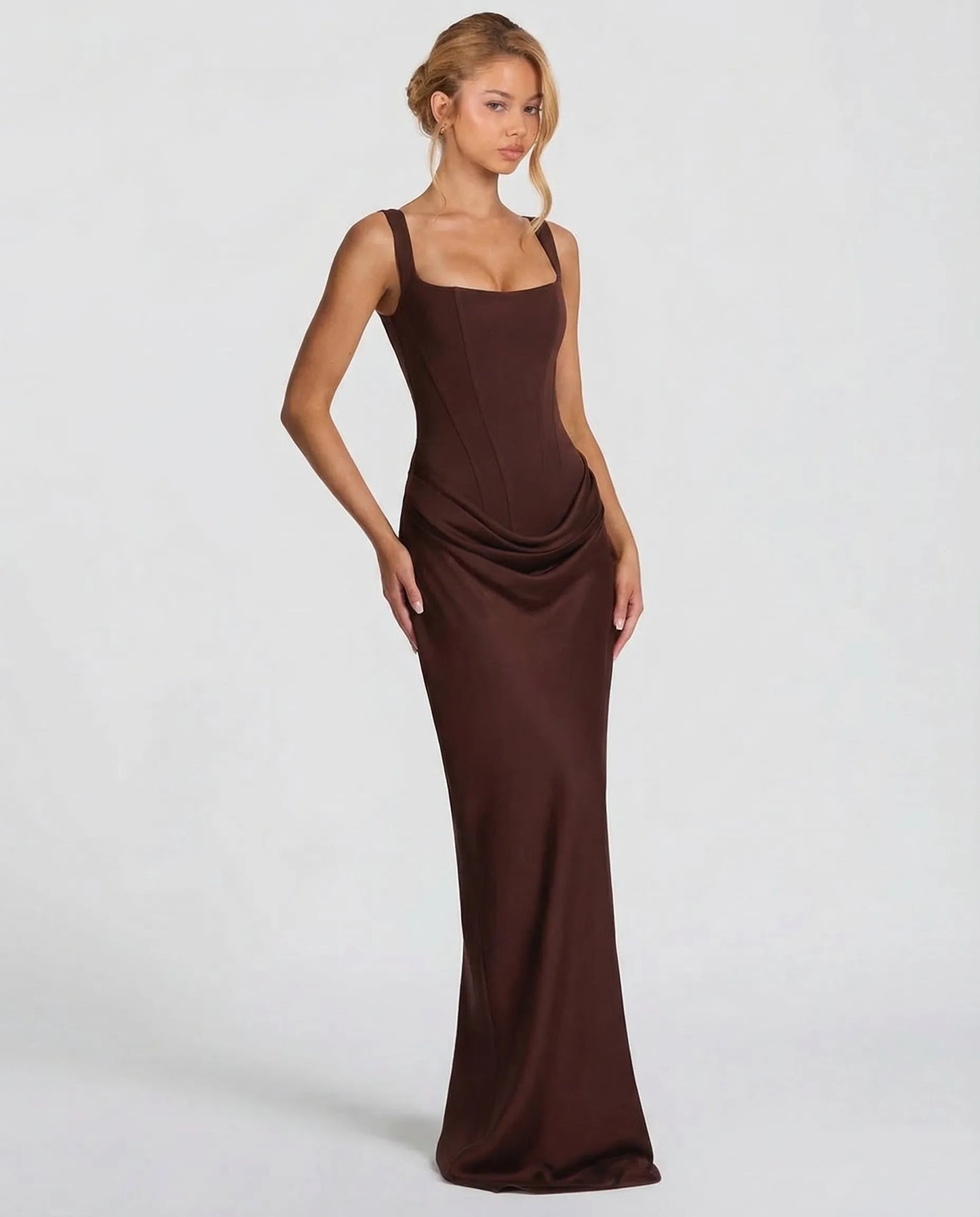 Vestido de Invitada de Boda Largo Elegante Ajustado con Corset