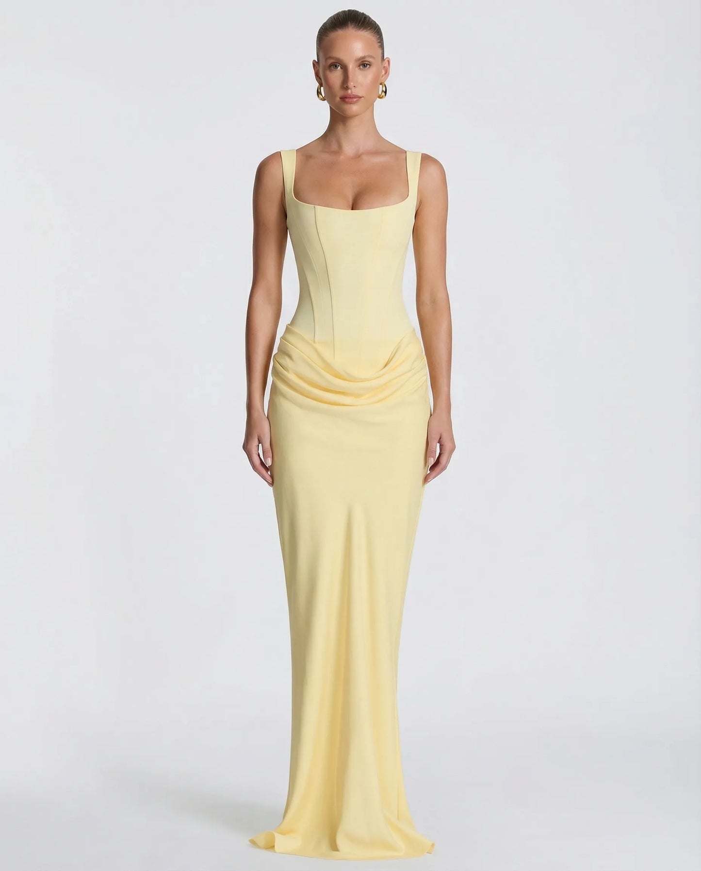 Vestido de Invitada de Boda Largo Elegante Ajustado con Corset