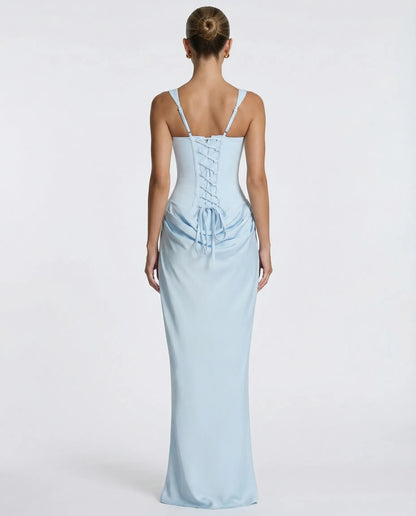 Vestido de Invitada de Boda Largo Elegante Ajustado con Corset