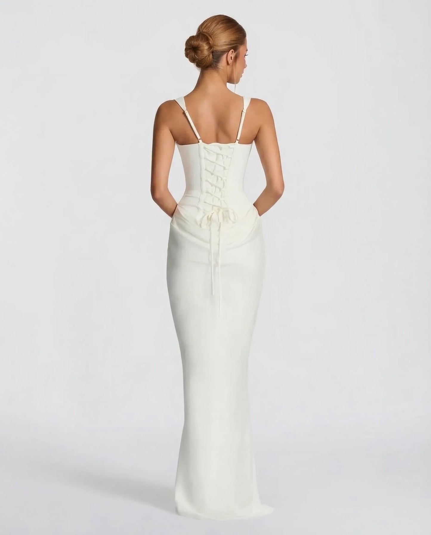 Vestido de Invitada de Boda Largo Elegante Ajustado con Corset