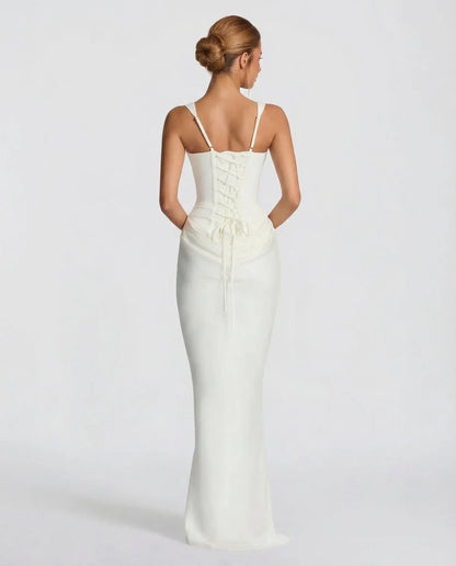 Vestido de Invitada de Boda Largo Elegante Ajustado con Corset