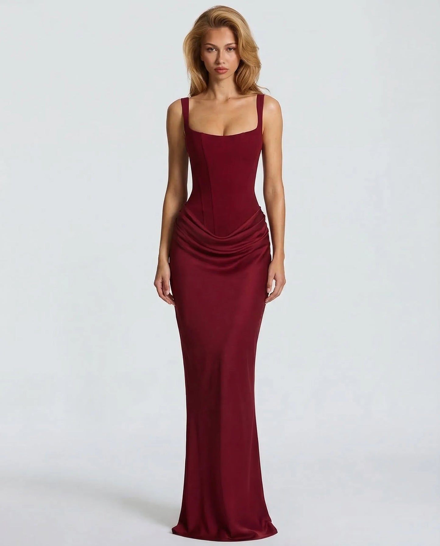 Vestido de Invitada de Boda Largo Elegante Ajustado con Corset