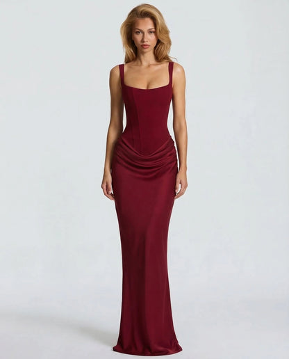 Vestido de Invitada de Boda Largo Elegante Ajustado con Corset