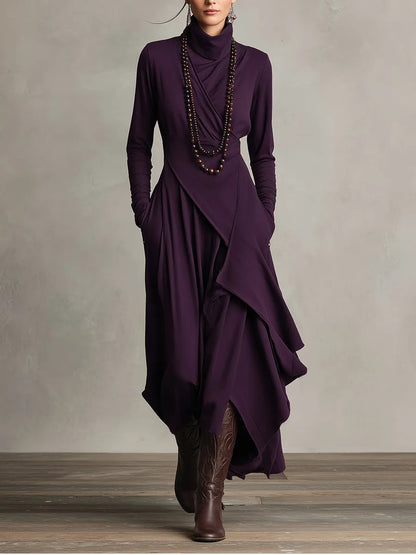 Vestido de Invitada de Boda Largo Elegante Boho con Manga Larga