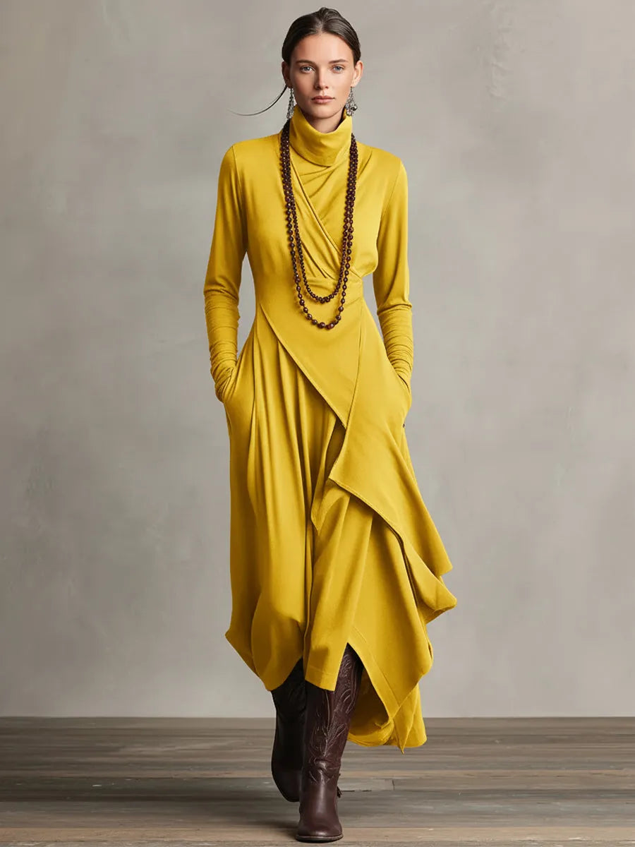 Vestido de Invitada de Boda Largo Elegante Boho con Manga Larga