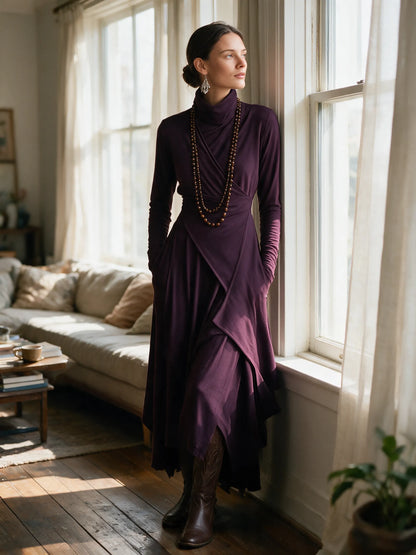 Vestido de Invitada de Boda Largo Elegante Boho con Manga Larga