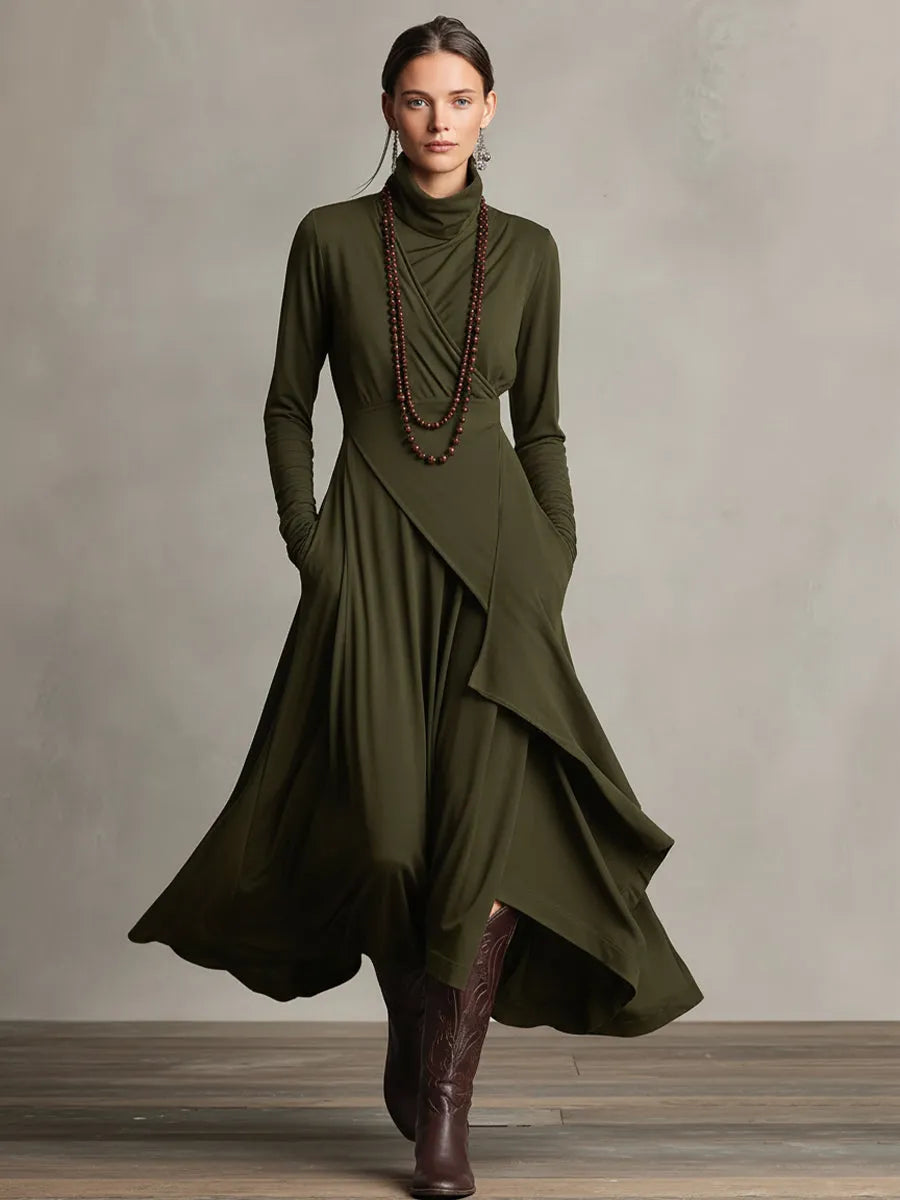 Vestido de Invitada de Boda Largo Elegante Boho con Manga Larga