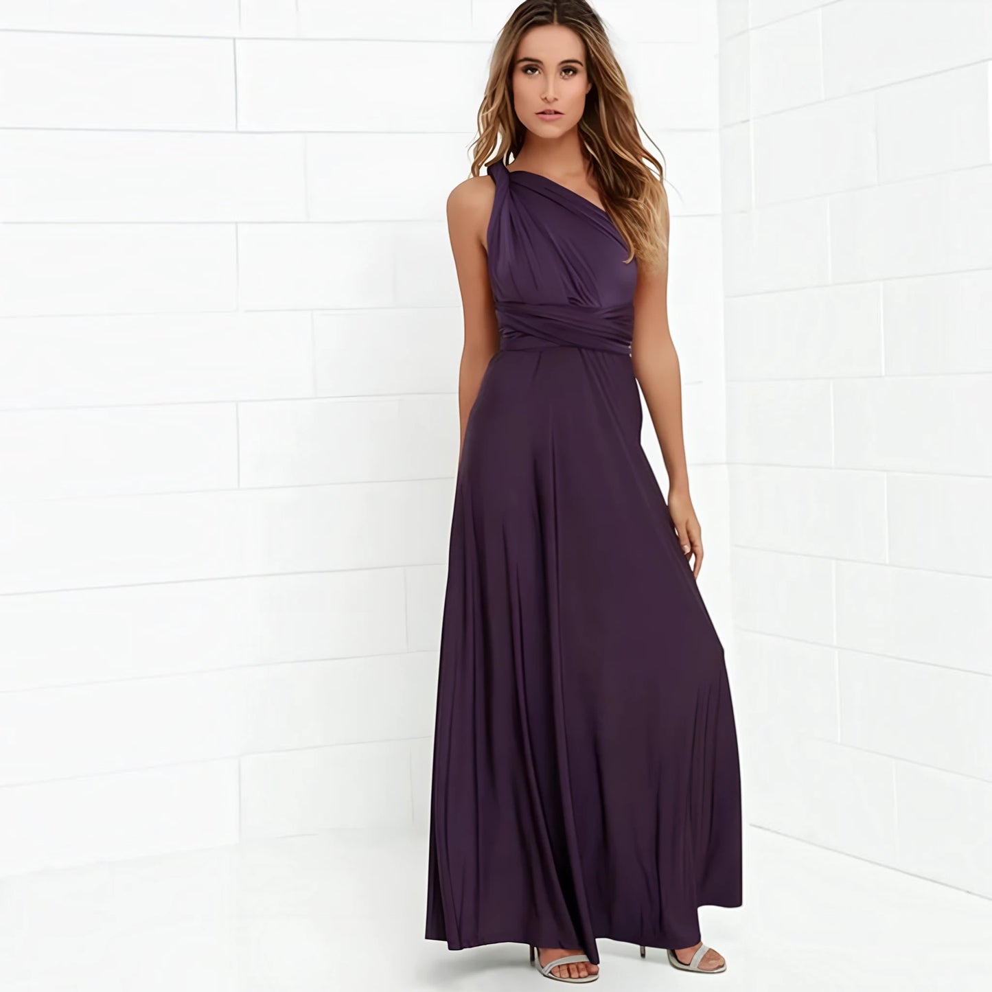 Vestido de Invitada de Boda Largo Elegante Casual con Espalda Descubierta