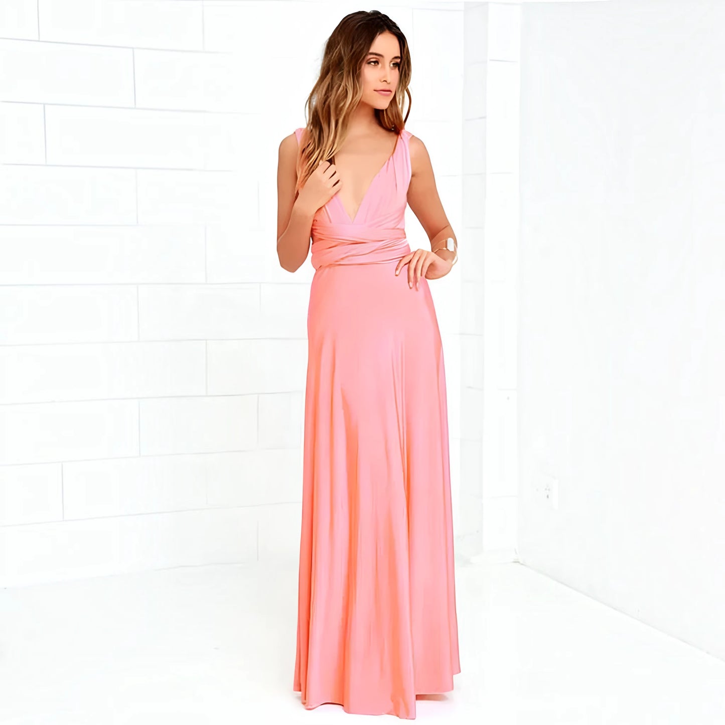 Vestido de Invitada de Boda Largo Elegante Casual con Espalda Descubierta