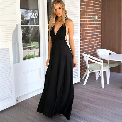 Vestido de Invitada de Boda Largo Elegante Casual con Espalda Descubierta