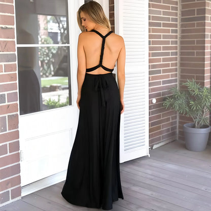 Vestido de Invitada de Boda Largo Elegante Casual con Espalda Descubierta