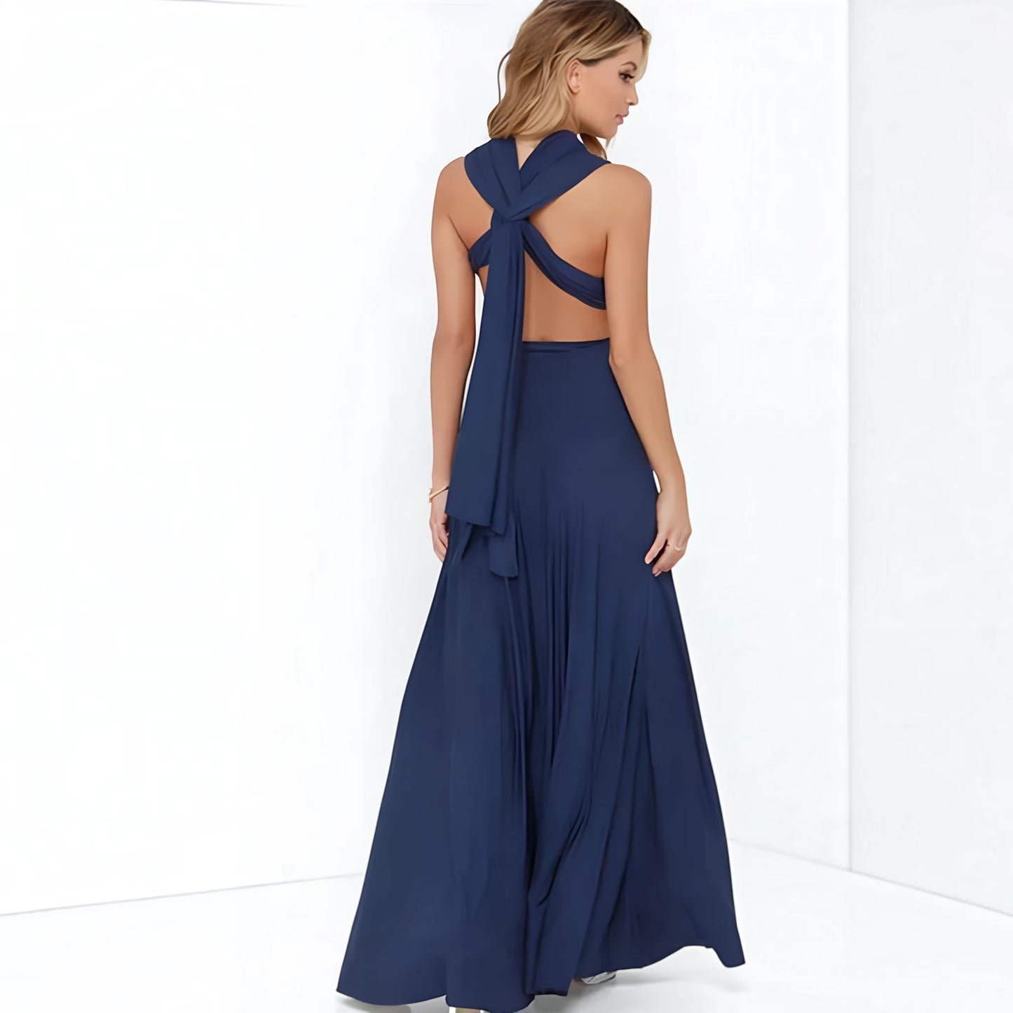 Vestido de Invitada de Boda Largo Elegante Casual con Espalda Descubierta