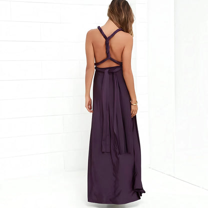 Vestido de Invitada de Boda Largo Elegante Casual con Espalda Descubierta