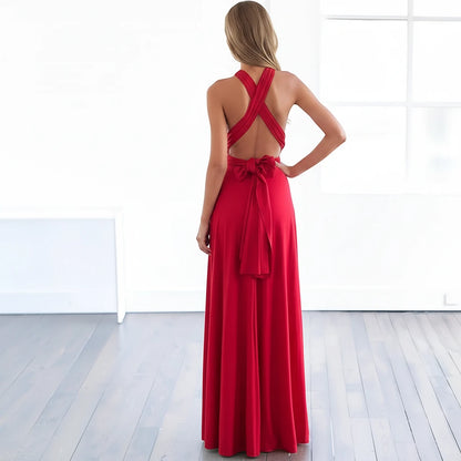 Vestido de Invitada de Boda Largo Elegante Casual con Espalda Descubierta