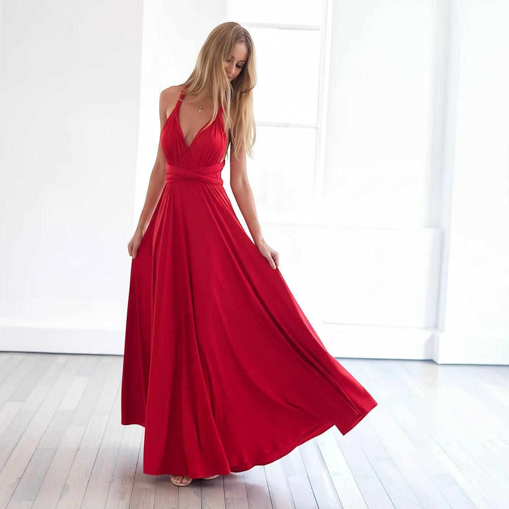 Vestido de Invitada de Boda Largo Elegante Casual con Espalda Descubierta