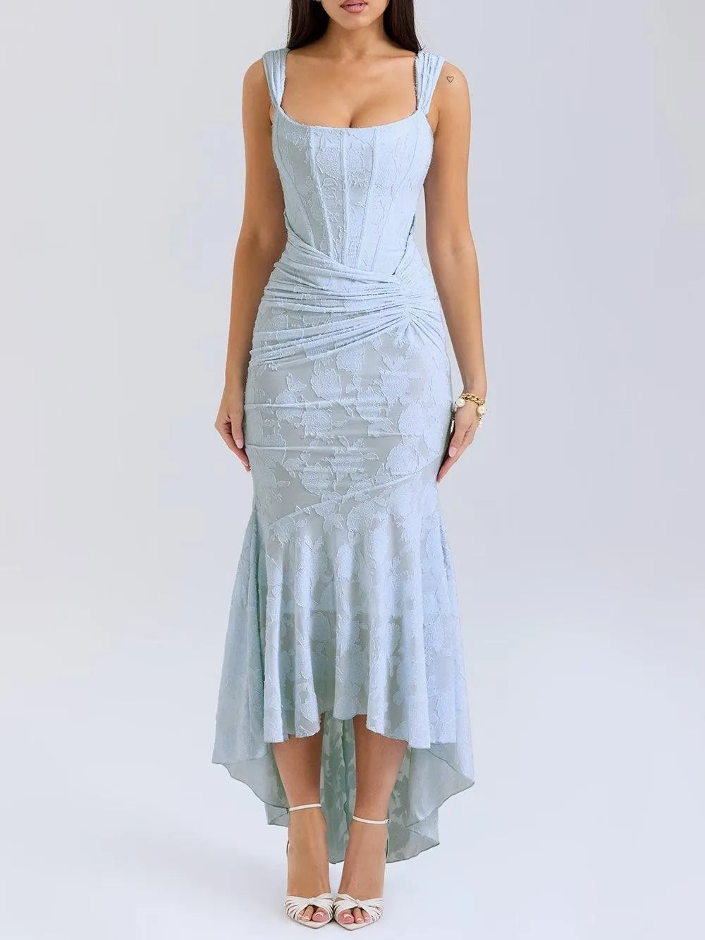 Vestido de Invitada de Boda Largo Elegante Corset con Asimétrico