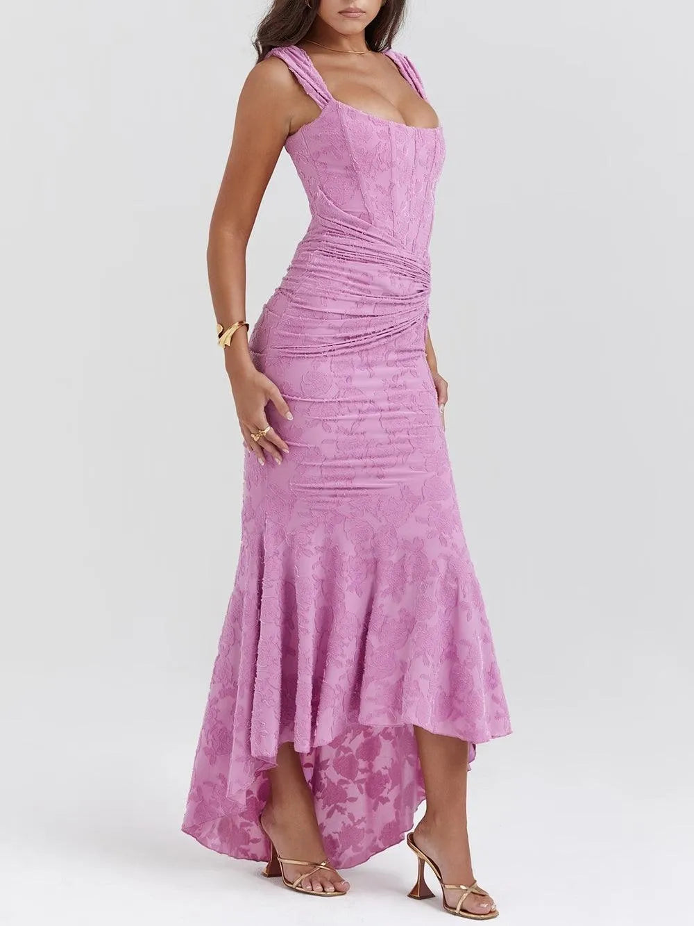 Vestido de Invitada de Boda Largo Elegante Corset con Asimétrico