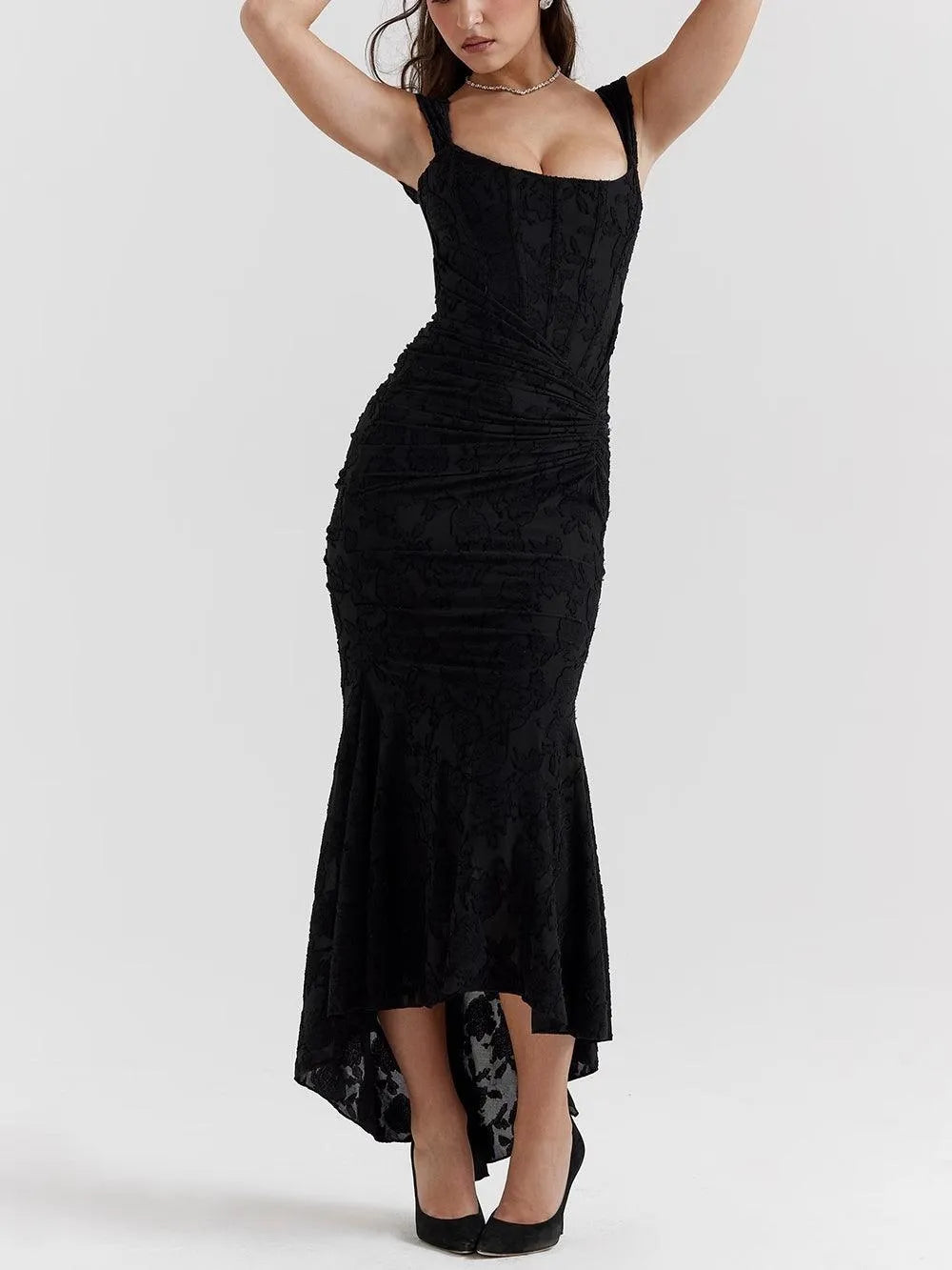 Vestido de Invitada de Boda Largo Elegante Corset con Asimétrico