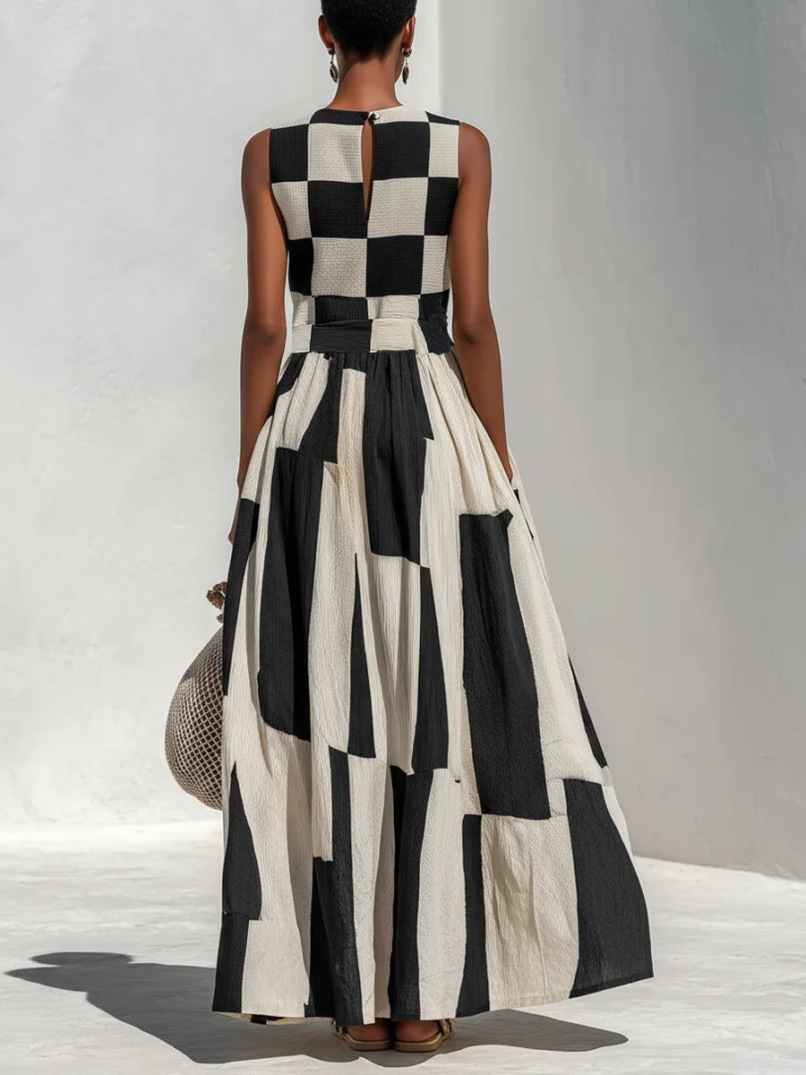 Vestido de Invitada de Boda Largo Elegante Fluido con Cuello Redondo