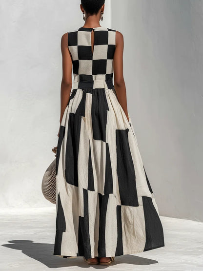 Vestido de Invitada de Boda Largo Elegante Fluido con Cuello Redondo
