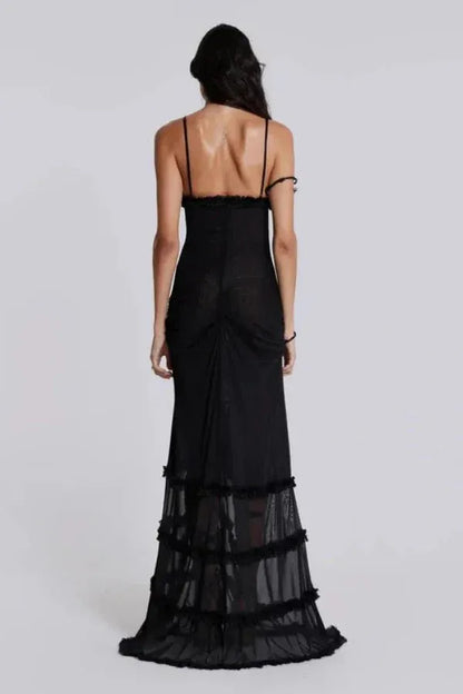 Vestido de Invitada de Boda Largo Elegante Fluido con Cut Out