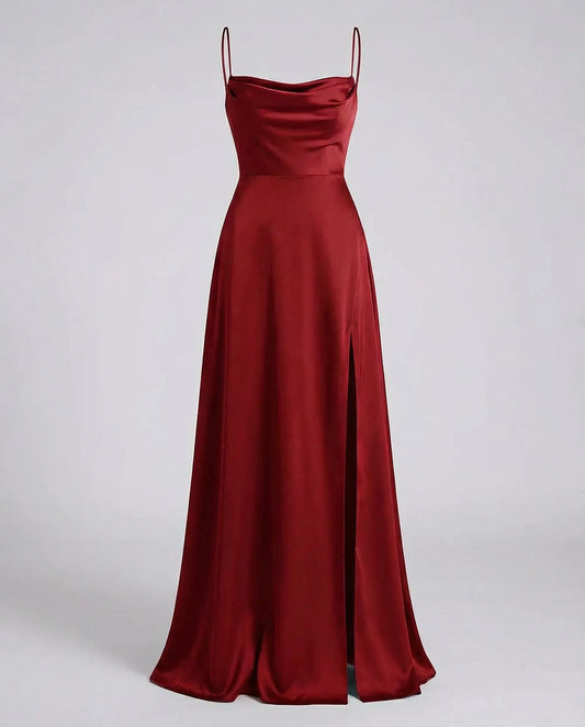 Vestido de Invitada de Boda Largo Elegante Fluido con Drapeado