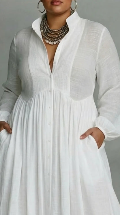 Vestido de Invitada de Boda Largo Elegante Fluido con Manga Larga