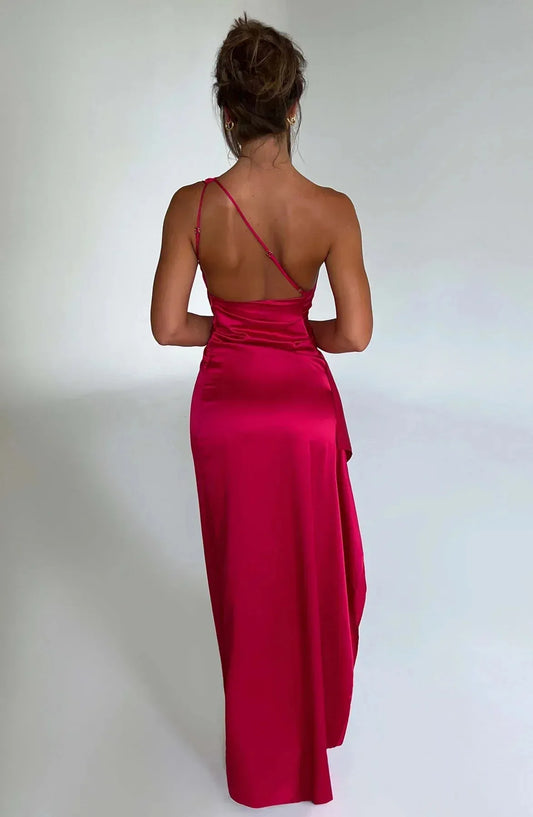 Vestido de Invitada de Boda Largo Elegante Formal con Asimétrico