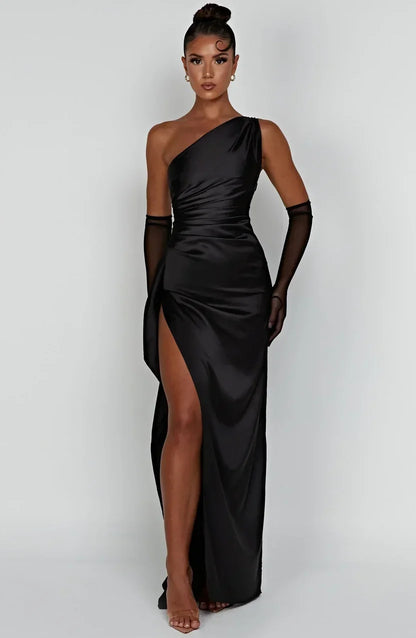 Vestido de Invitada de Boda Largo Elegante Formal con Asimétrico