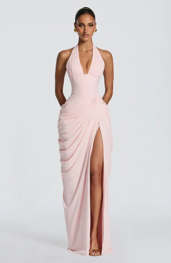 Vestido de Invitada de Boda Largo Elegante Formal con Fruncido