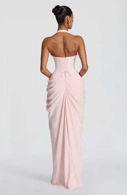 Vestido de Invitada de Boda Largo Elegante Formal con Fruncido