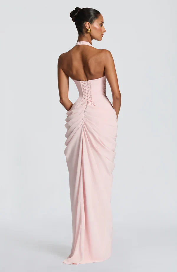 Vestido de Invitada de Boda Largo Elegante Formal con Fruncido