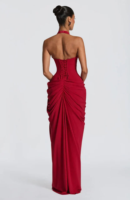 Vestido de Invitada de Boda Largo Elegante Formal con Fruncido