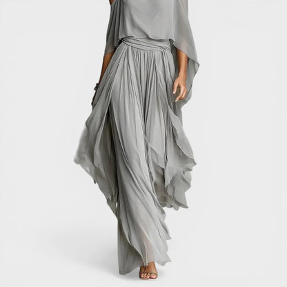 Vestido de Invitada de Boda Largo Elegante Hombros Descubiertos con Draped