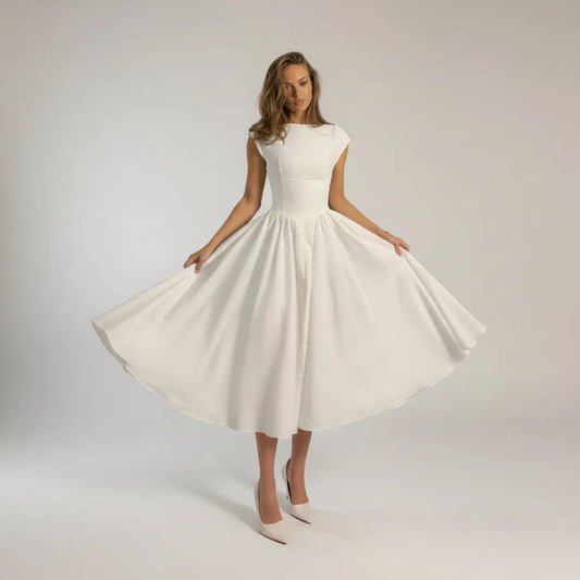 Vestido de Invitada de Boda Largo Elegante Línea A con Espalda Descubierta
