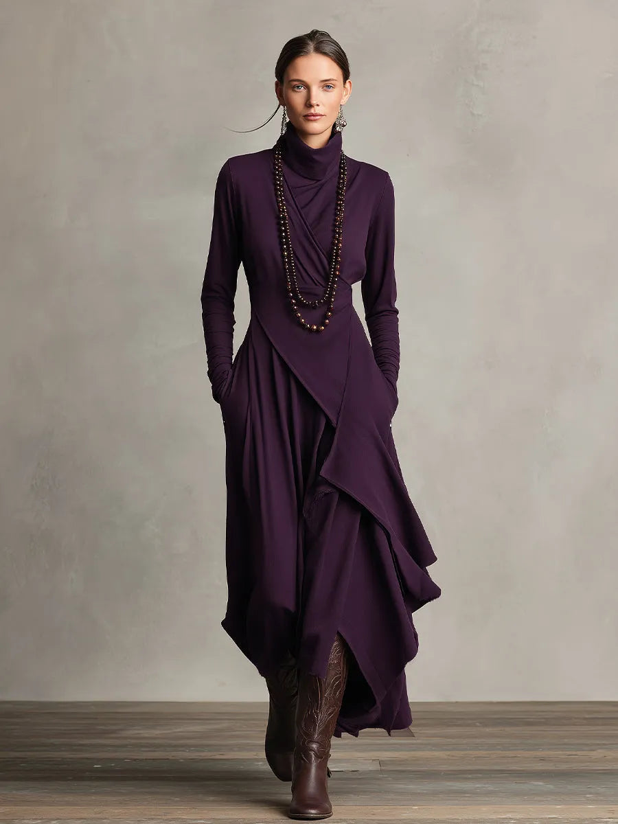 Vestido de Invitada de Boda Largo Elegante Moderno con Drapeado