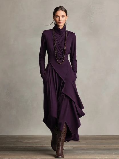 Vestido de Invitada de Boda Largo Elegante Moderno con Drapeado