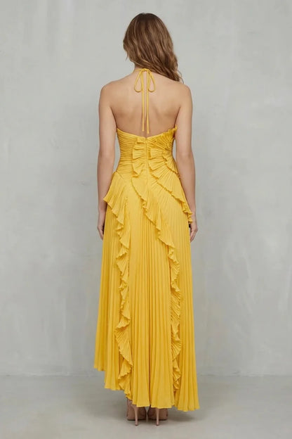Vestido de Invitada de Boda Largo Elegante Moderno con Volantes