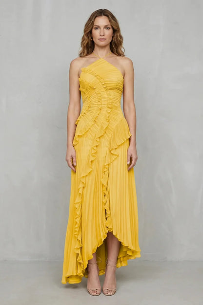Vestido de Invitada de Boda Largo Elegante Moderno con Volantes
