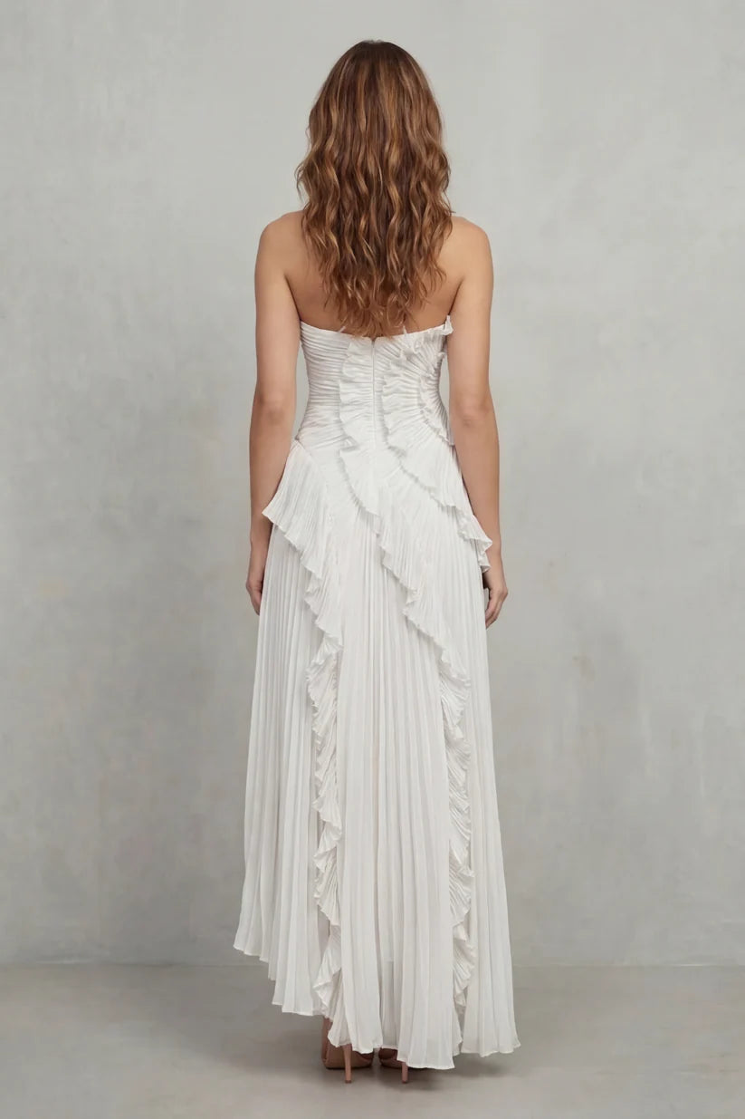 Vestido de Invitada de Boda Largo Elegante Moderno con Volantes