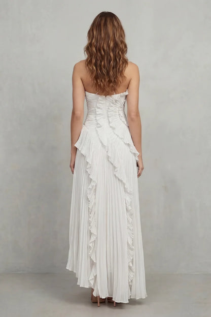 Vestido de Invitada de Boda Largo Elegante Moderno con Volantes