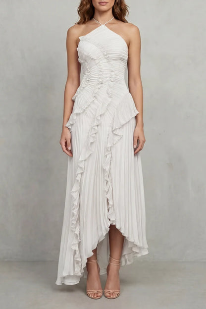 Vestido de Invitada de Boda Largo Elegante Moderno con Volantes
