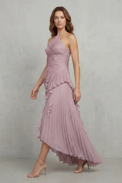 Vestido de Invitada de Boda Largo Elegante Moderno con Volantes