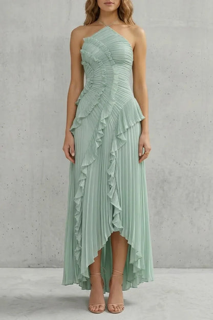 Vestido de Invitada de Boda Largo Elegante Moderno con Volantes