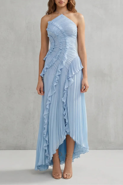 Vestido de Invitada de Boda Largo Elegante Moderno con Volantes
