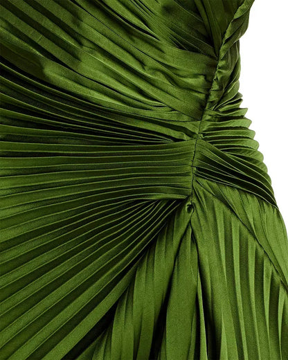 Vestido de Invitada de Boda Largo Elegante Plisado con Asimétrico