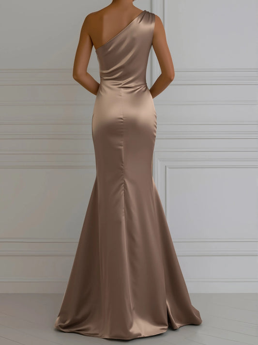 Vestido de Invitada de Boda Largo Elegante Sofisticado con Asimétrico