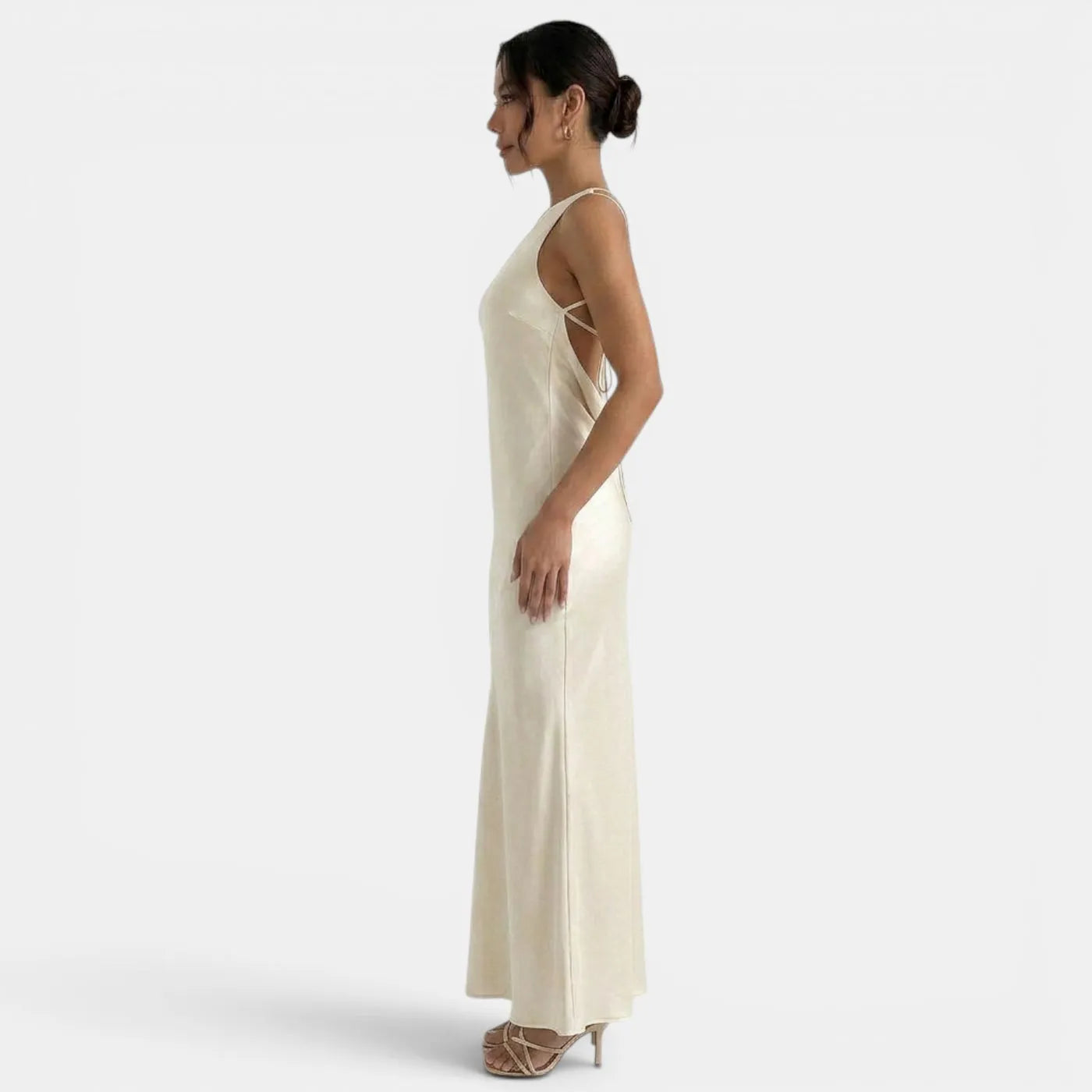 Vestido de Invitada de Boda Largo Elegante Sofisticado con Espalda Descubierta